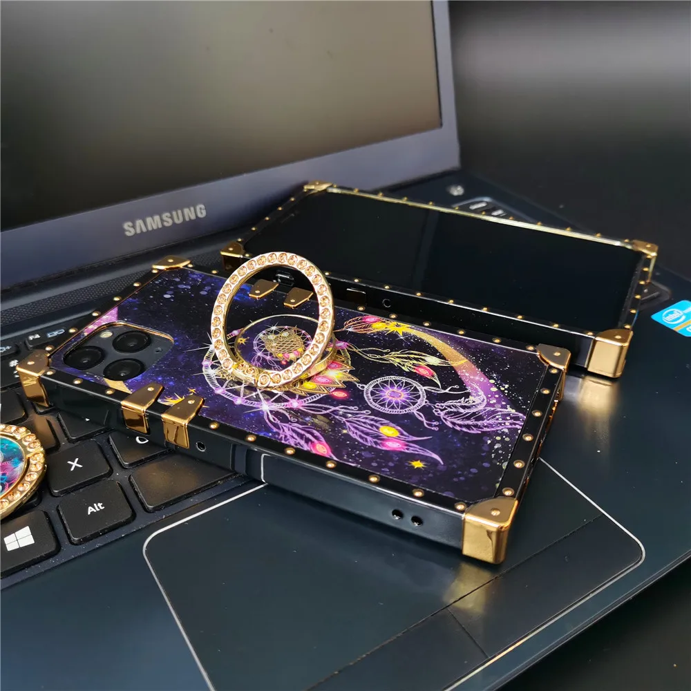 Роскошный блестящий квадратный чехол для телефона цветочный с совой Samsung Galaxy A15 A25