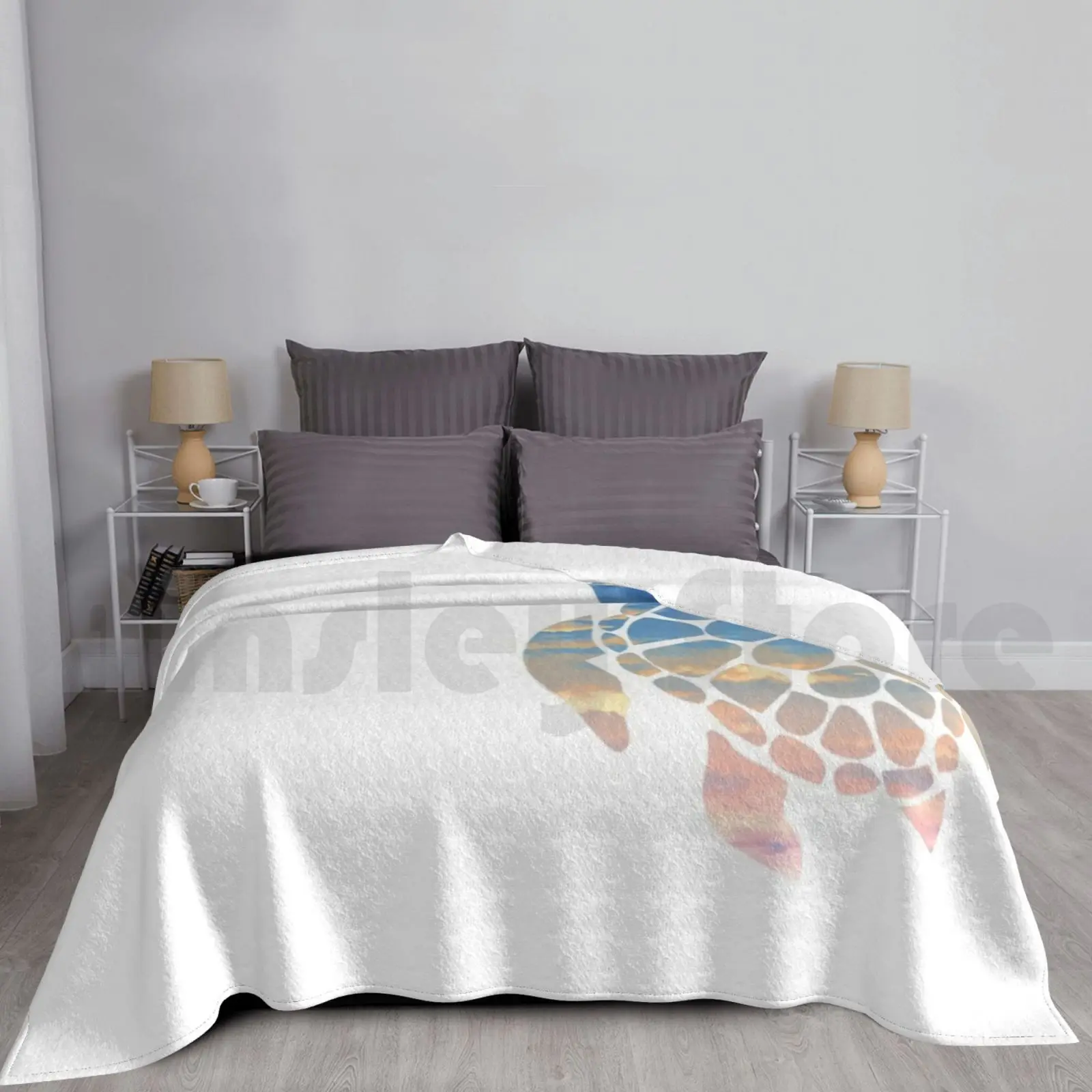 Закат одеяло с изображением черепахи модный персонализированный черепаха океан