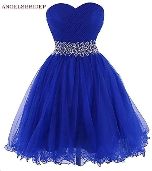 

ANGELSBRIDEP Sweetheart Short Tulle Homecoming Dresses 2021 Sparkly Crystals Special Occasion Princess Party Gowns Lace-up