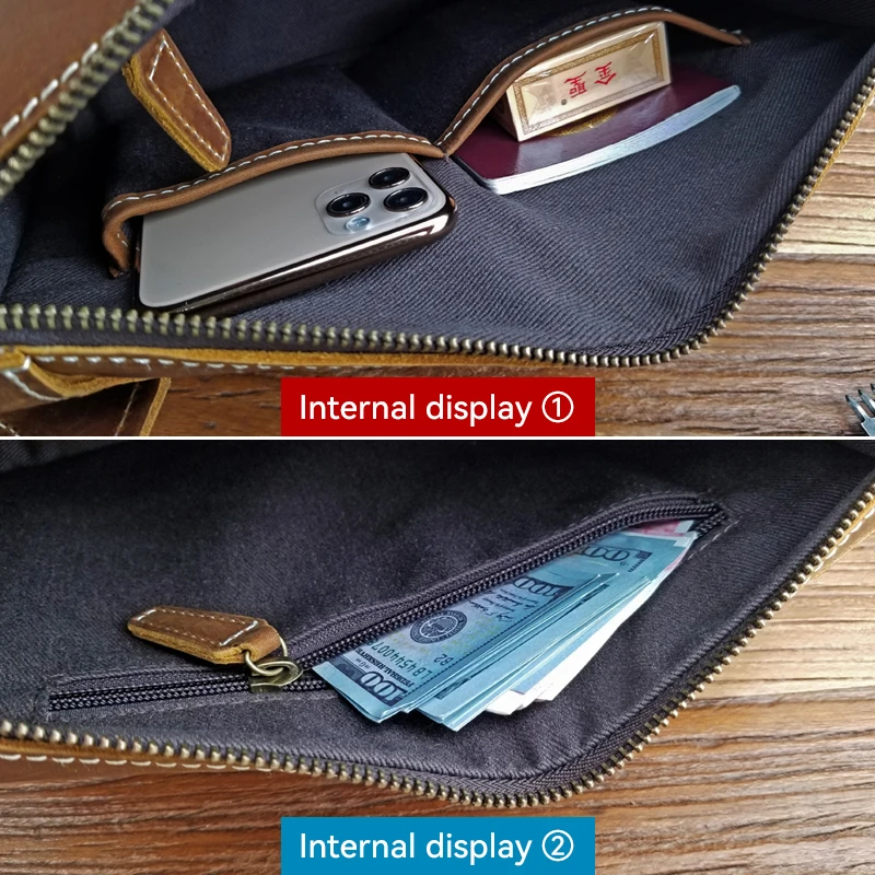 Genuine Leather Men's Shoulder Bag Crossbody Messenger Bags Portable Business Sling Bags