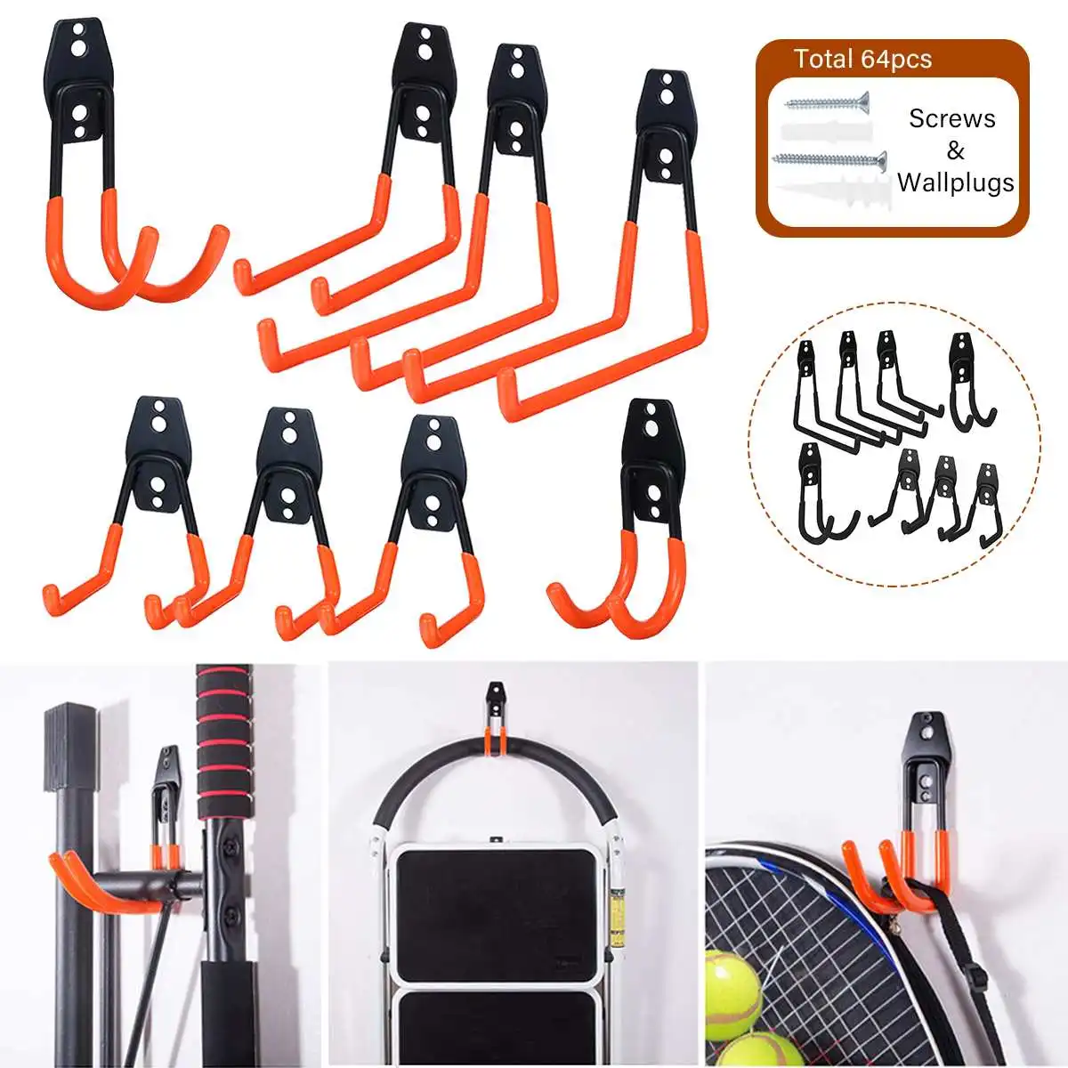

8 Pack Heavy Duty Metal Hook Garage Organizer Wall Mount Bicycle Hanger Hooks Wall Mount Anti-slip Storage Hook Garden Tool