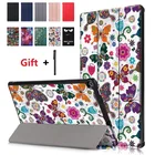 Чехол для планшета Amazon Kindle Fire HD 10 201720192021 10,1 дюйма, кожаный смарт-чехол для сна, пробуждения, тройного сложения, однотонный чехол-подставка, чехол с ручкой