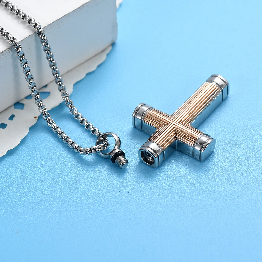 

Newest Stainless Steel Cross Urn Necklace For Ashes Keepsake Pendant Cremation Memorial Jewelry Women Men
