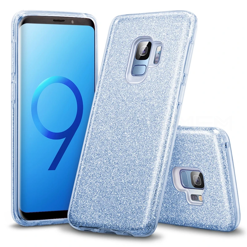 Blue Противоударный мягкий блестящий чехол для samsung Galaxy S10e S10 S6 S7 край S9 S8 плюс A6 A8 J2 J4 J6 A3 A5 J3 J5 J7 крышка - Цвет: Blue
