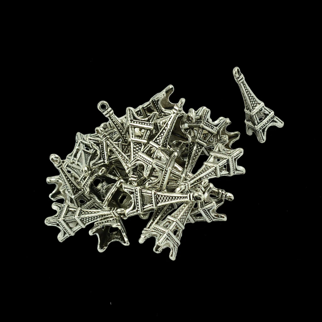 30 штук винтажная 3D Эйфелева башня Эмаль Подвески цинковый сплав кулон для