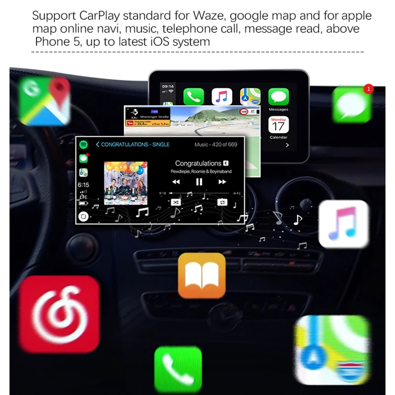 CarPlay& Android Auto&ampMirrorlink 3 in 1 Plug and Play USB Dogle for Navigation Player Mirrorlink /IOS1 |