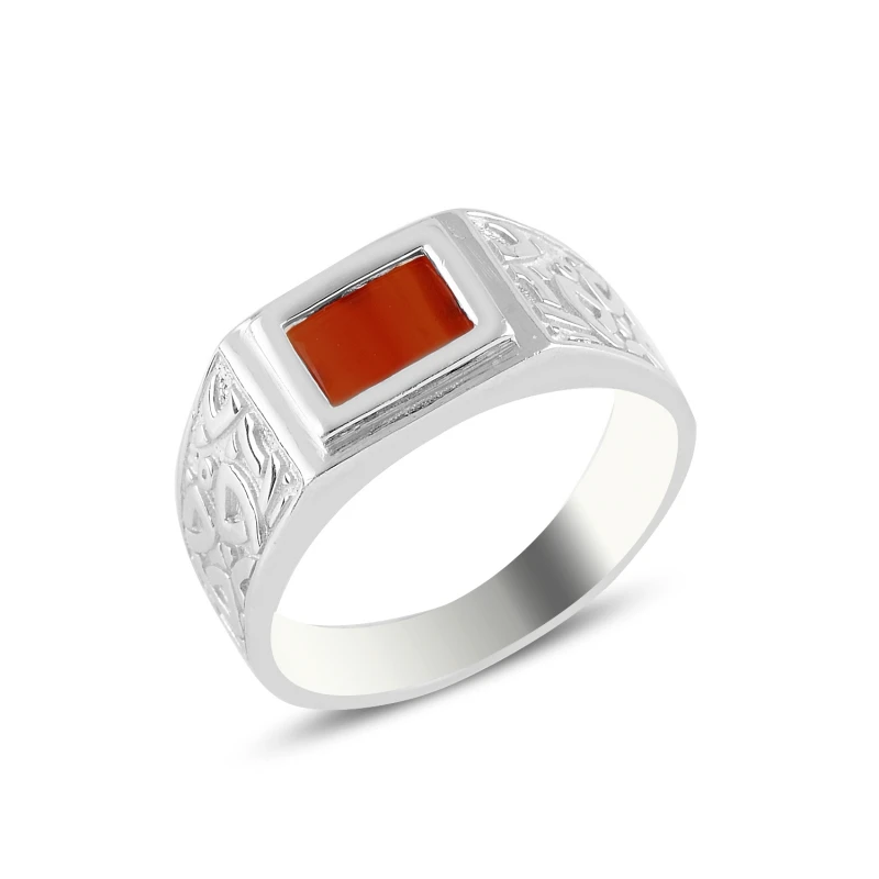 

Silverlina Silver Red Agate Stone Ring