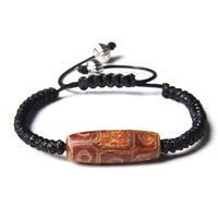 tibetan agat bracelets handmade woven nine eye dzi beads adjustable bracelet men amulet jewelry braid black rope pulsera women