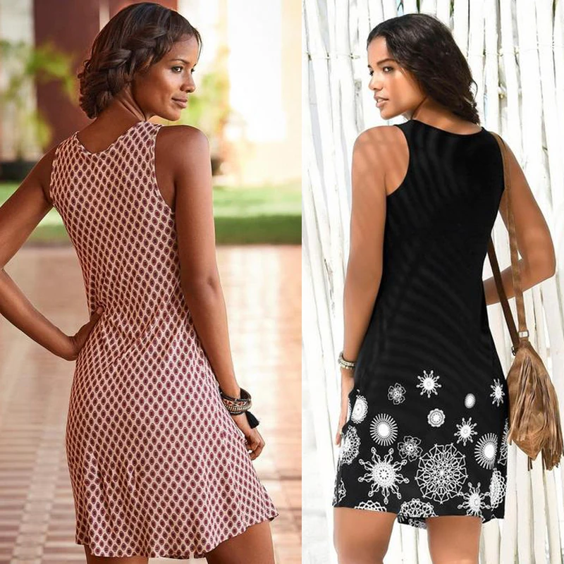 Женское платье без рукавов с цветочным принтом летнее пляжное в стиле бохо