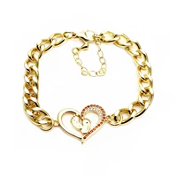 micro zircon bracelet hand bracelets heart shape push and pull adjustable bracelet love chain link jewelry accessories