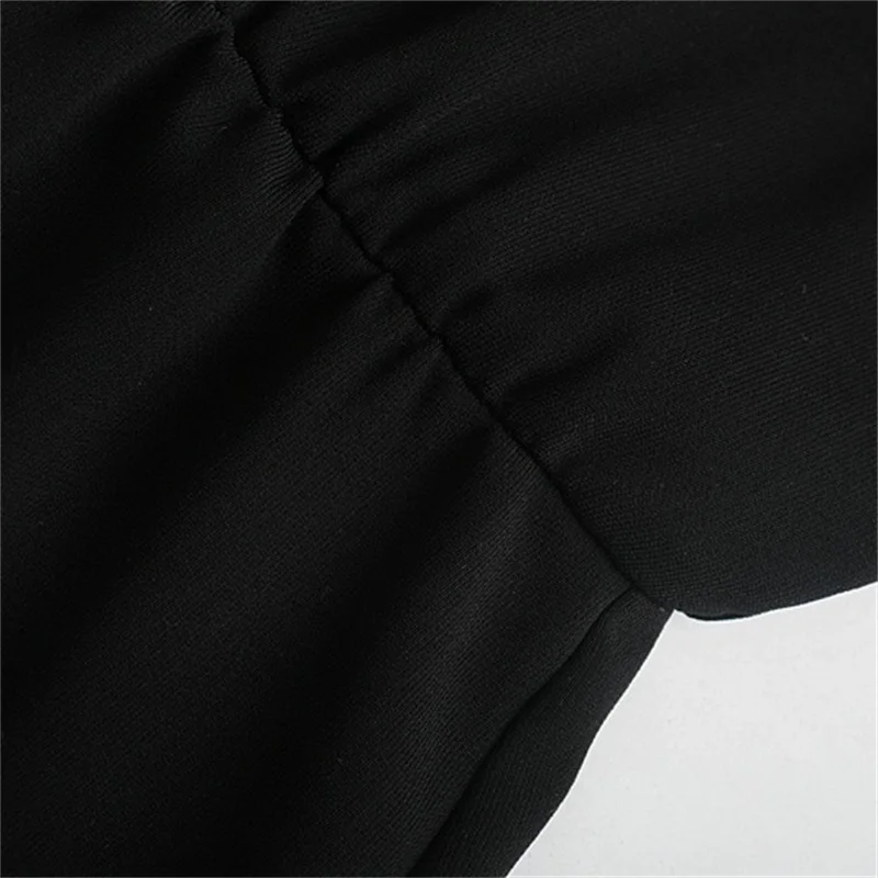 

ZXQJ Women 2020 Chic Fashion With Metal Buttons Patchwork Mini Dress Vintage Long Sleeve Elastic Waist Female Dresses Mujer