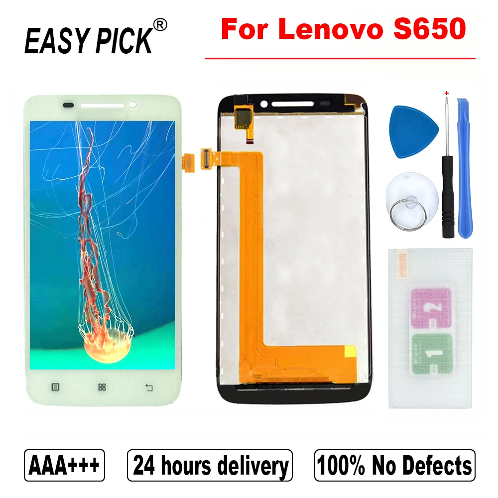 Для Lenovo S650 ЖК-дисплей сенсорный экран дигитайзер в сборе Замена с рамкой для IdeaPhone