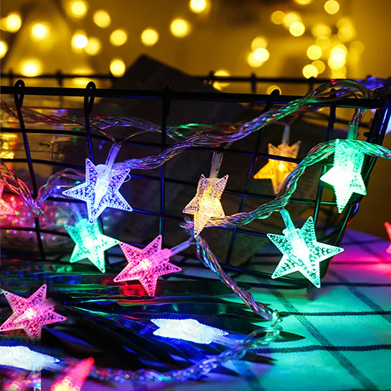 LED Star Lamp String Fairy Light Garland Christmas Tree Decorations Battery Powered New Year's Ornaments Xmas Home Decor Navidad | Дом и