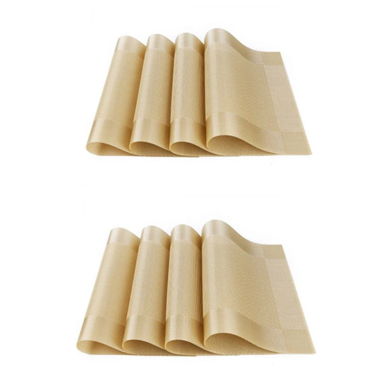 8PCS Color 2 8 шт. столовые приборы ПВХ коврик для обеденного стола дисковые чаши подставки водостойкие Нескользящие тканые салфетки стол теплоизоляция - Цвет: 8PCS Color 2
