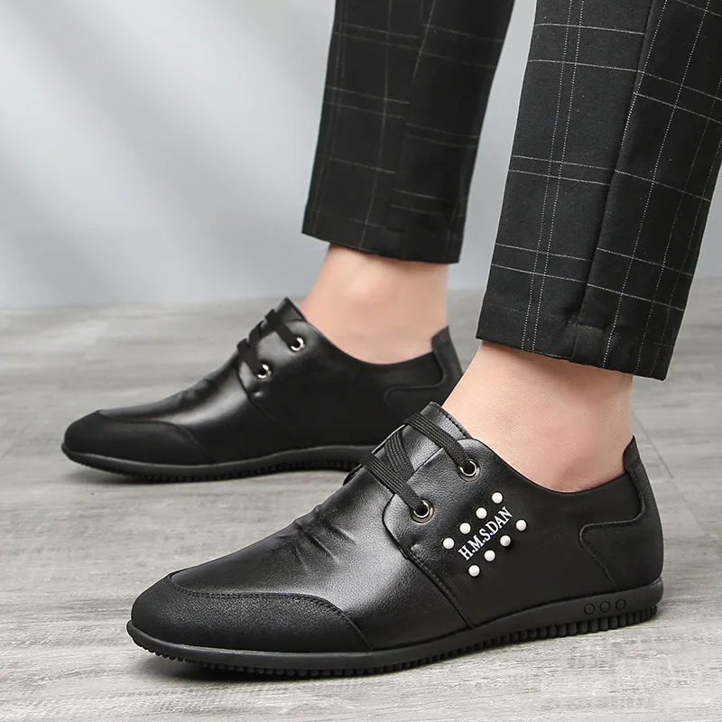 Мужские кожаные туфли для гольфа повседневные лоферы на плоской подошве удобные