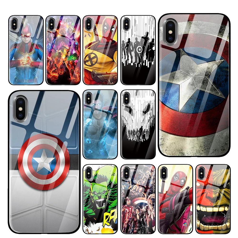 Для логотипа Marvel для iPhone 5 5S 6 6s 7 8 Plus X XS XR 11 Pro макс. закаленное стекло чехлы |