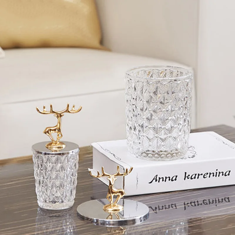 Европейский банка из хрустального стекла золотой чехол с лосем конфеты положить