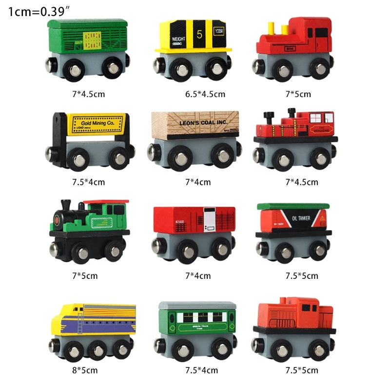 

1Set/12Piece Trackless Train Set Wooden Colorful Train Set Realistic Railway Train Model Toy with Locomotive & Carriage