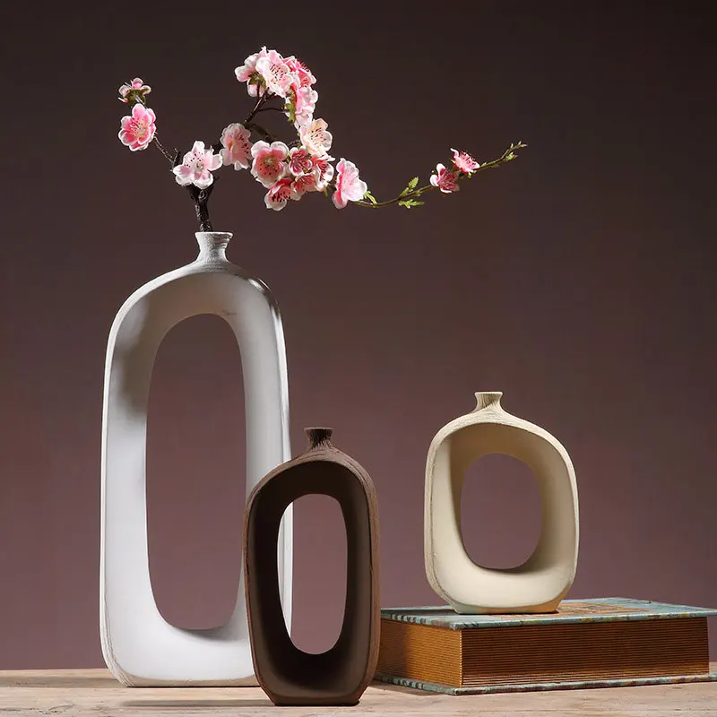 

Classic Ceramic Vase Home Decor Art Crafts Decoration Contracted Porcelain Flower Pot Creative Desktop Figurines