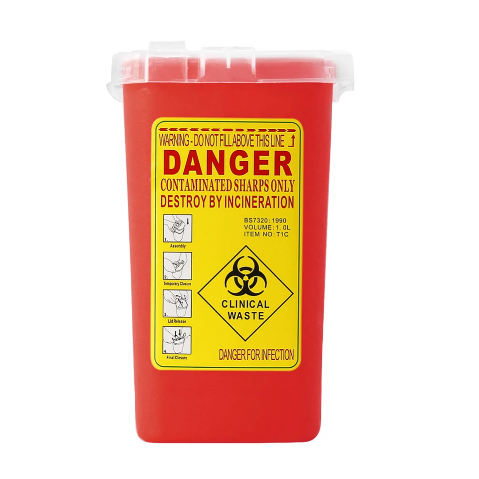 1л пластиковые татуировки медицинский контейнер для запасов мусорная коробка