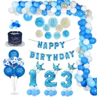 Синие латексные воздушные шары на день рождения мальчика 1 год, украшение для вечеринки в честь Дня рождения ребенка, вечеринки в честь Дня рождения ребенка 1 года, аксессуары для декора