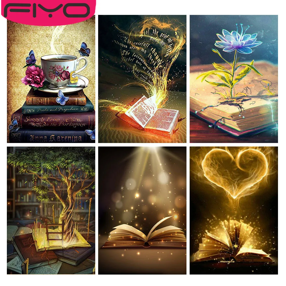 FIYO 5D DIY Diamond Painting Book Full Square Round Daimond Mosaic Landscape Diamond Embroidery Cross Stitch Home Home Decor