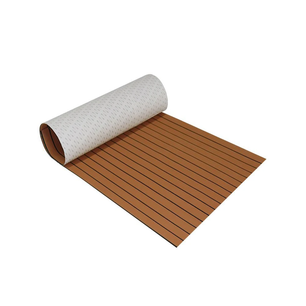 

Self-Adhesive EVA Foam Boat Marine Flooring Teak Decking Sheet Striped Yacht Mat Brown Gray Gold Black Car Chassis Teak Floor