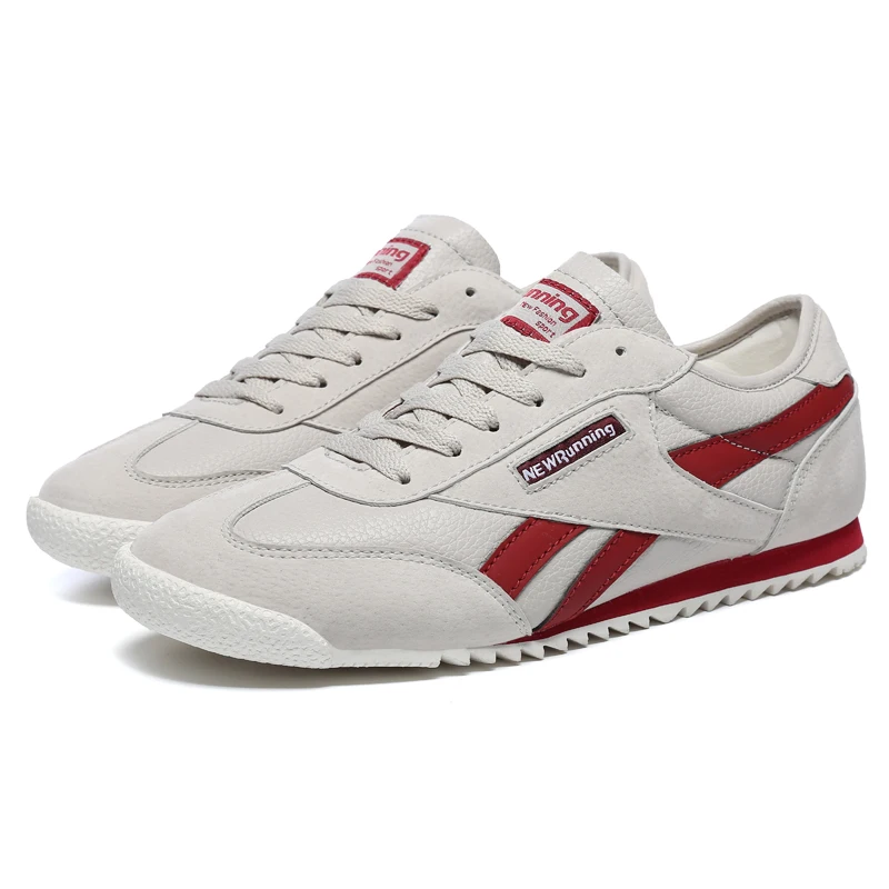 

Breathable Men's Running Shoes Retro Sneakers Genuine Leather Falts Women Sports Shoes Outdoor Walking Light Athletic Trainers