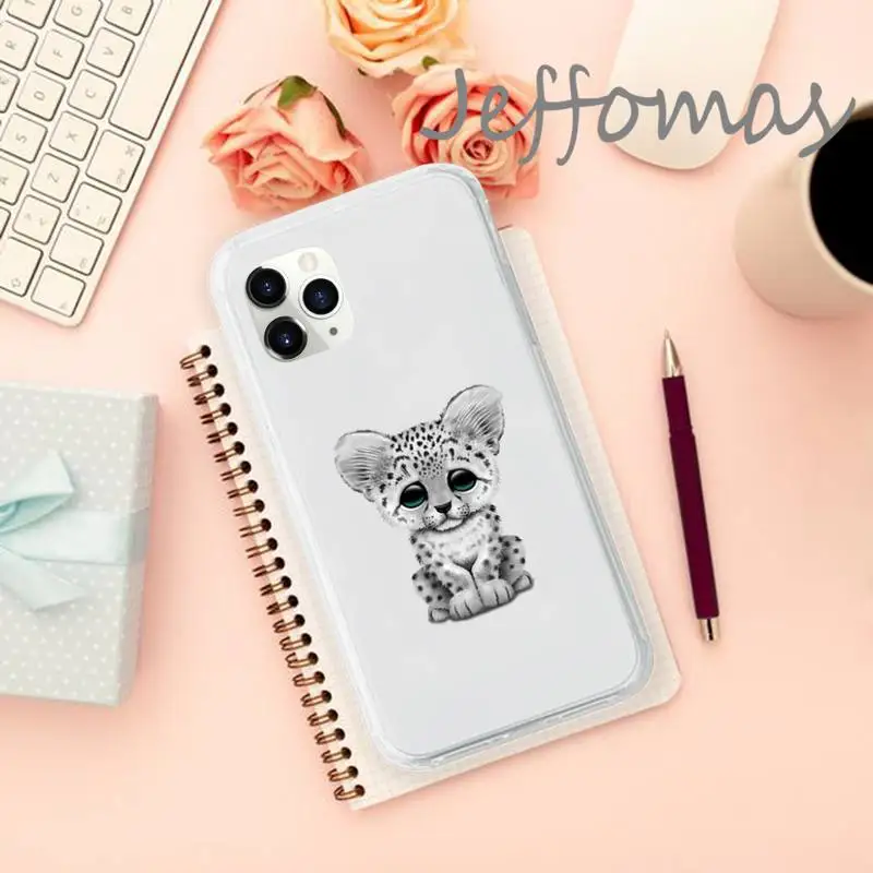

Leopard cartoon cute cat Phone Case Transparent for iPhone 11 12 mini pro XS MAX 8 7 6 6S Plus X 5S SE 2020 XR