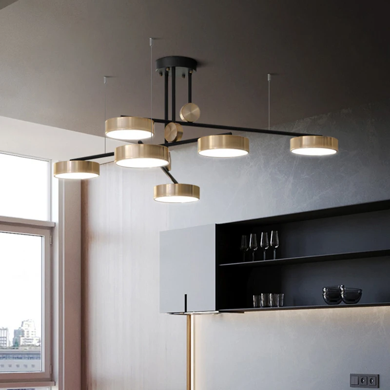 Постсовременный Золотой яркий трехцветный подвесной светильник простая и