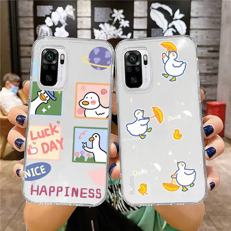 

Cartoon cute duck white creative illustration Phone Case Transparent for Xiaomi mi 10T 11 Redmi note 7 8 9 9S 10 9A 9T pro