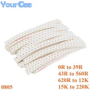 Комплект резисторов 500 0805 SMD, комплект сопротивлений сделай сам, электронных компонентов 620R 12K 43R 560R 15K 5% K, 220 шт. (25 значений * 20 шт.)