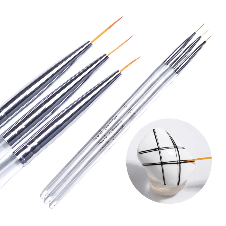 

3 шт. кисть для подводки ногтей 0,7/0,9/1,1 см тонкая ручка для рисования карандаш для рисования чистая ручка кисти для УФ-геля набор инструментов для маникюра LA924