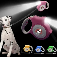 pet retractable leash with flashlight durable nylon big dog daynight walking leash leads automatic long strong dog leash rope