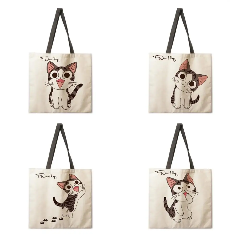 Складная сумка для покупок с рисунком сыра кота женская на плечо отдыха пляжная