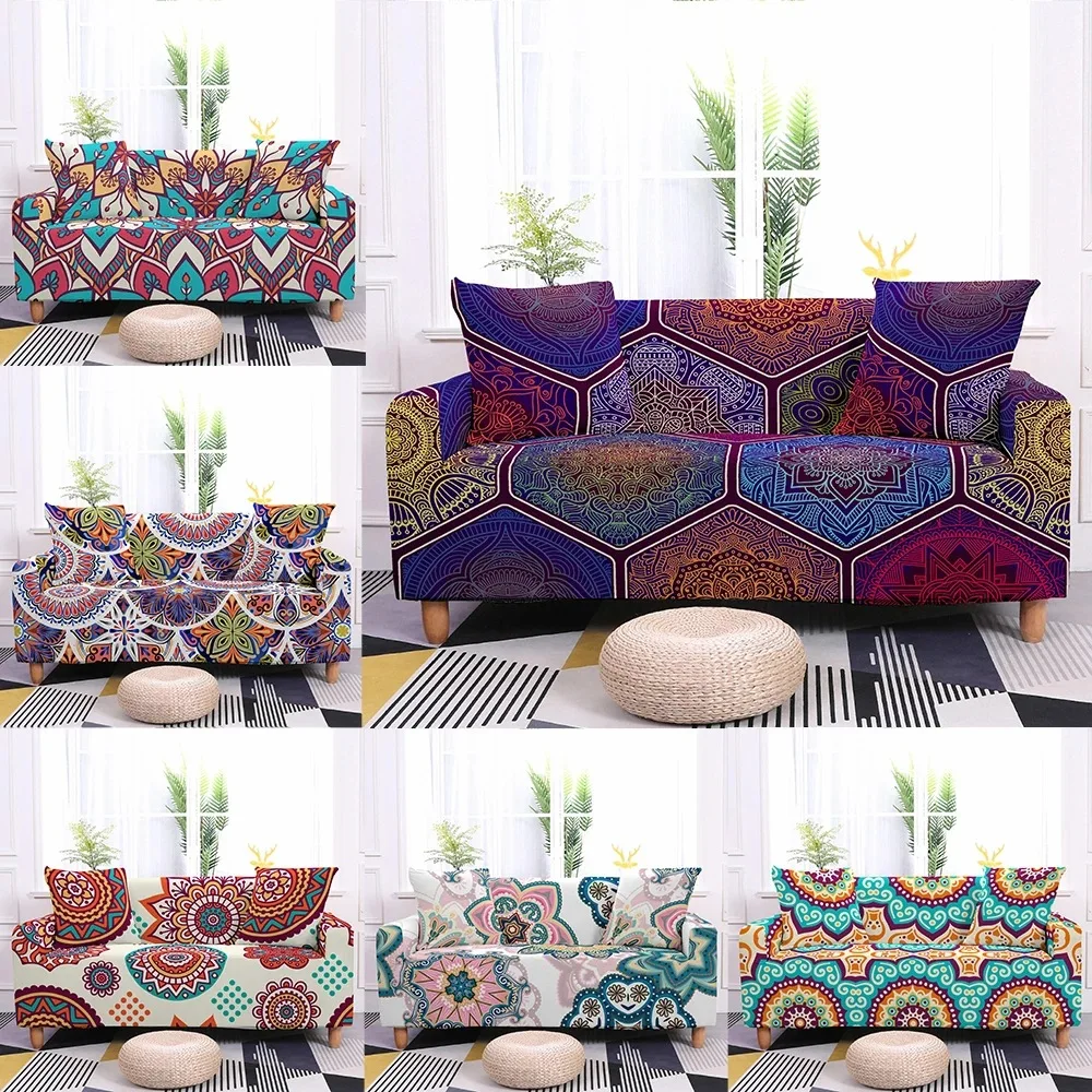 

Mandala Elastic Sofa Covers Stretch Sofa Slipcovers for Living Room Modern Couch Cover Chair Protector 1/2/3/4 Seater