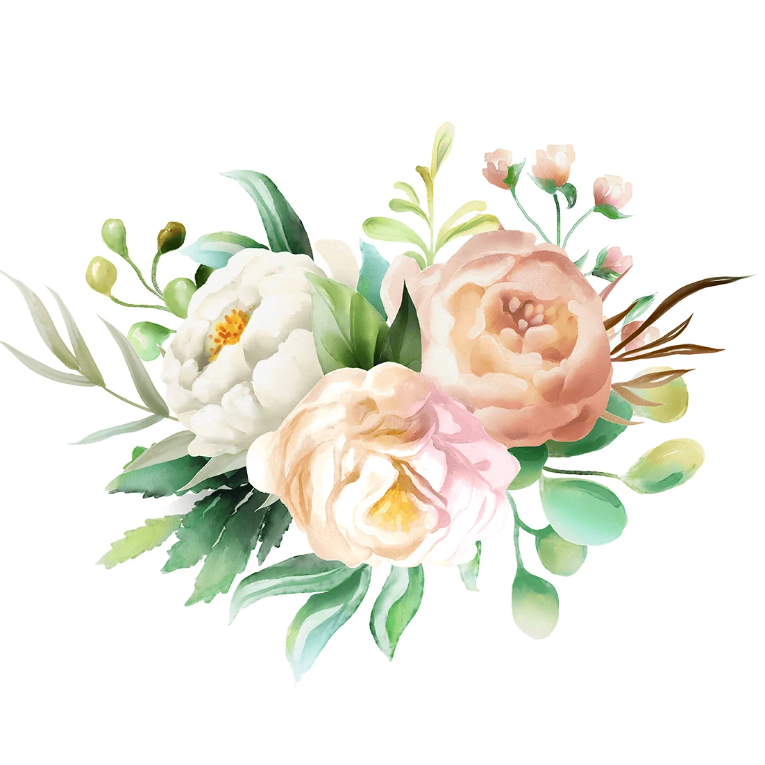 

QCC22 Bouquet Flower Wall Sticker Removable Bedroom Living Art Decals Home Decoration Mural Stickers