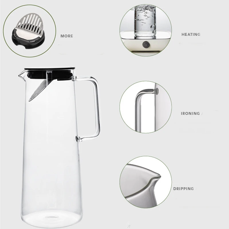 Прозрачная термостойкая бутылка для воды стеклянный чайник большой емкости с
