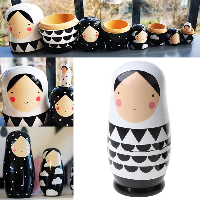 

5pcs Set Russian Nesting Dolls Wooden Matryoshka Doll Handmade Painted P15C