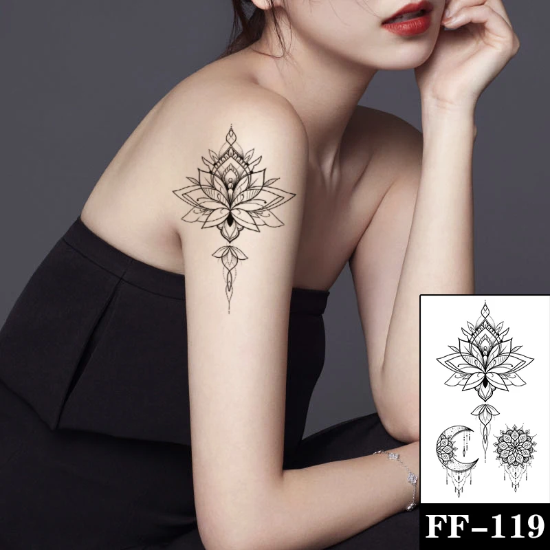

Vatican Moon Pendant Waterproof Temporary Tattoo Sticker Brahma Flower Sun Totem Dark Style Tattoos Body Art Arm Fake Tatoo
