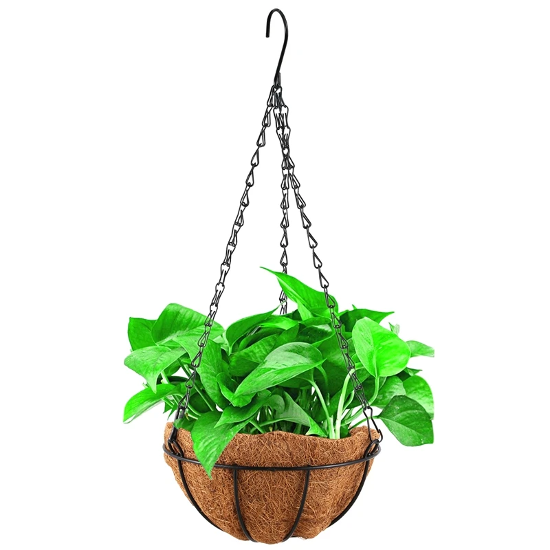 Black Growers Hanging Basket Planter with Chain Flower Plant Pot Home Garden Balcony Decoration-8inch | Дом и сад
