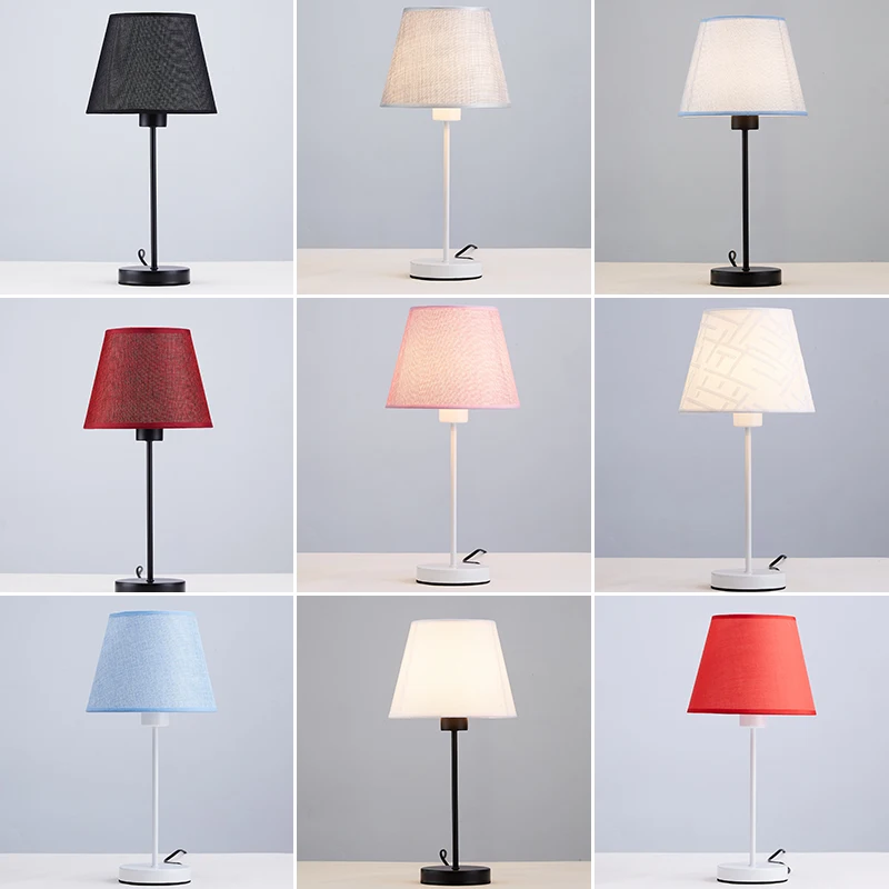 

Nordic Modern Table Lamps Bedroom Bedside Lamp Simple Children's Study Lamp Fabric Lampshade Table Lamp Art Decor Reading Lamp