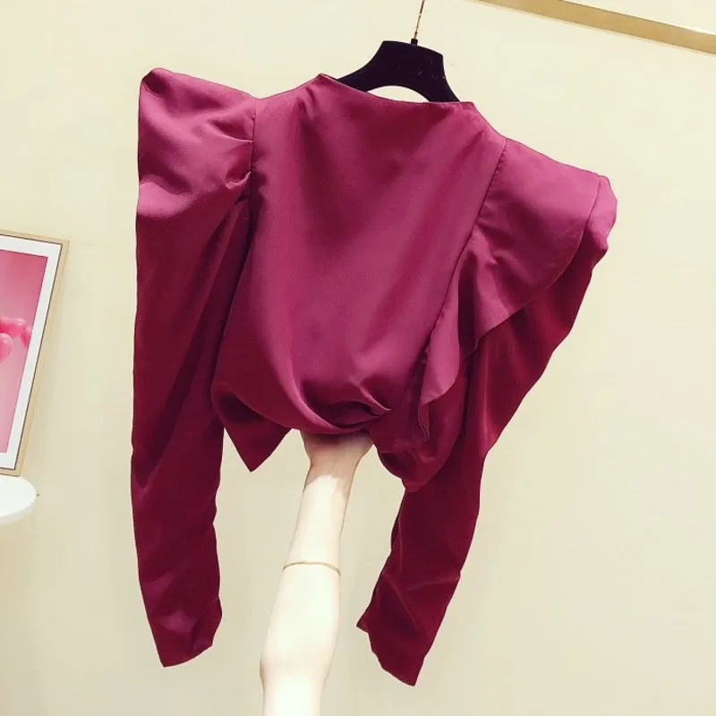 Женские блузки и топы весна 2020 новая корейская мода темперамент атласная с