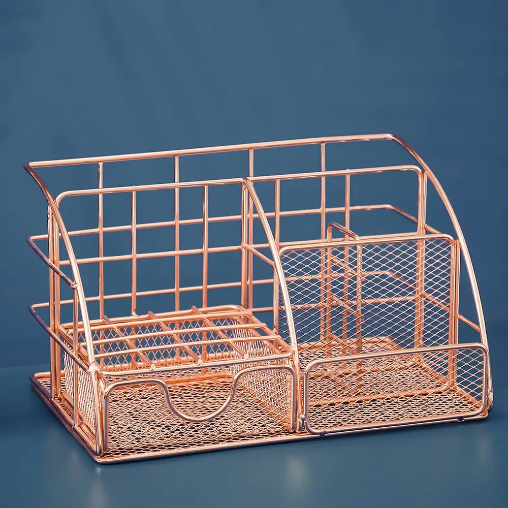 Настольный органайзер для книг Rose Золотой металлический сетчатый лоток