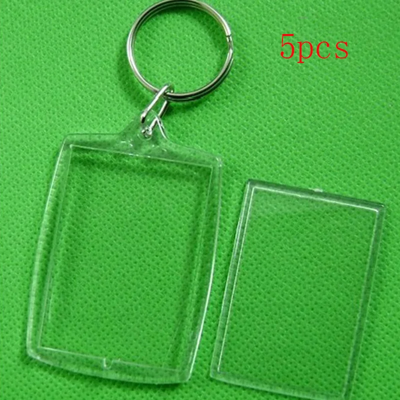 5pcs/Lot Blank Acrylic Insert Photo Picture Frame Keyring Keychain DIY Split Ring Key Chain Gift Rectangle Transparent |