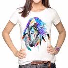 Женская футболка с принтом головы лошади, летняя повседневная футболка с коротким рукавом, модный топ