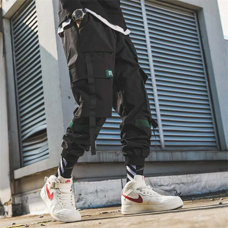 Комбинезон мужской с лентами Модные свободные леггинсы в уличном стиле