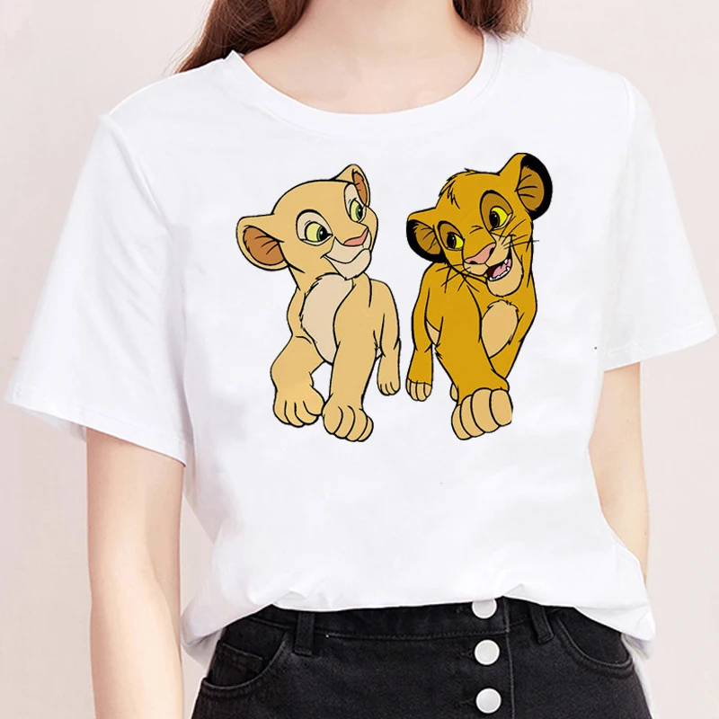 Simba Nala печать Kawaii графическая Футболка короткий рукав Харадзюку рубашка белый Vogue Летняя женская уличная повседневная женская одежда - Цвет: GM10041