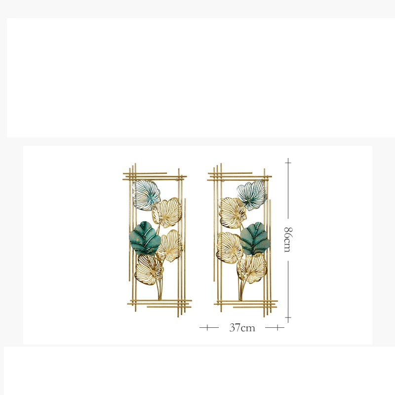 Новый китайский роскошное Кованое железо с зелеными золотыми листьями настенные