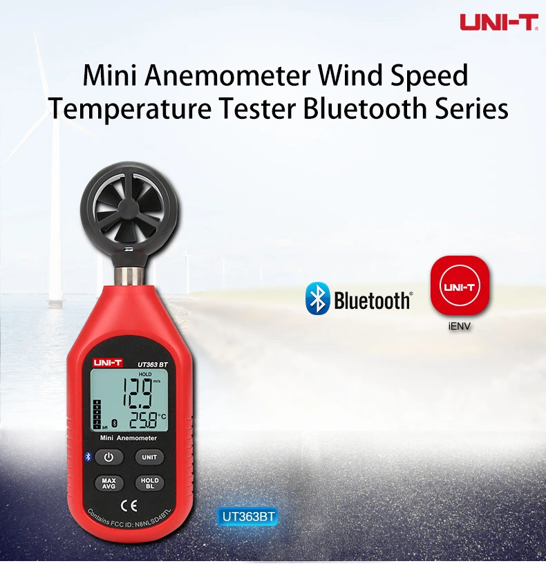 Цифровой Bluetooth Анемометр UT363BT карманный измеритель скорости ветра UNI-T |